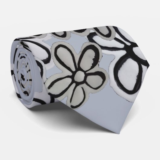 Zwart-wittebandpatroon Stropdas (Opgerold)
