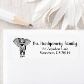 Zwart-wittebohse olifant etiket (Insitu)