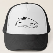 Zwart-witteboor | Minimalistisch kattengezicht Trucker Pet (Voorkant)