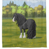 Zwart-wittebots met ventilatoren douchegordijn (Voorkant)