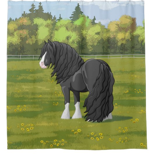 Zwart-wittebots met ventilatoren douchegordijn (Voorkant)