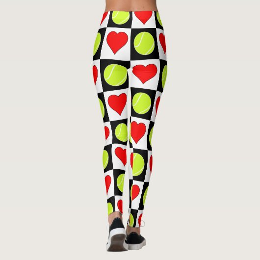 Zwart-witteennisbalkpatroon en controllerpatroon v leggings (Achterkant)