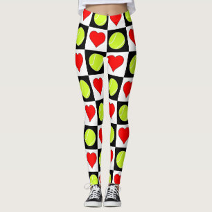 Zwart-witteennisbalkpatroon en controllerpatroon v leggings