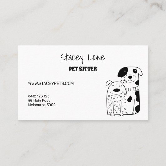 Zwart-wittehonden en goudhonden | Dog Walker Visitekaartje (Achterkant)