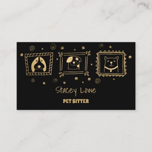 Zwart-wittehonden en goudhonden | Dog Walker Visitekaartje (Voorkant)