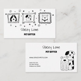 Zwart-wittehonden en wittewitjes | Dog Walker Visitekaartje