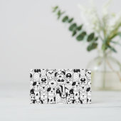 Zwart-wittehonden en wittewitjes | Dog Walker Visitekaartje (Staand voorkant)