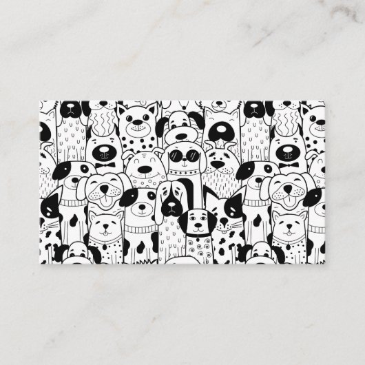 Zwart-wittehonden en wittewitjes | Dog Walker Visitekaartje (Voorkant)