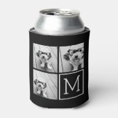 Zwart-witteinkfotocollage met monogram blikjeskoeler (Blikje Voorkant)