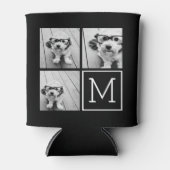 Zwart-witteinkfotocollage met monogram blikjeskoeler (Voorkant)