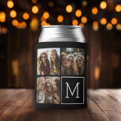 Zwart-witteinkfotocollage met monogram blikjeskoeler