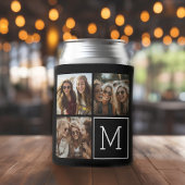 Zwart-witteinkfotocollage met monogram blikjeskoeler
