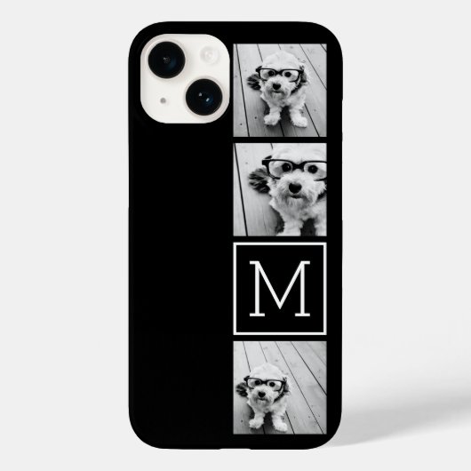 Zwart-witteinkfotocollage met monogram Case-Mate iPhone case (Achterkant)