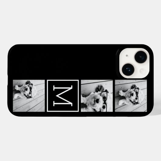 Zwart-witteinkfotocollage met monogram Case-Mate iPhone case (Achterkant (horizontaal))