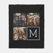 Zwart-witteinkfotocollage met monogram fleece deken (Voorkant)