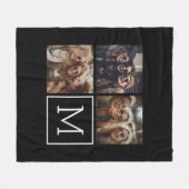 Zwart-witteinkfotocollage met monogram fleece deken (Voorkant (Horizontaal))