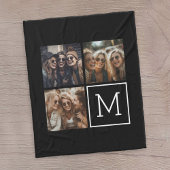 Zwart-witteinkfotocollage met monogram fleece deken