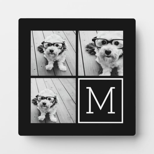 Zwart-witteinkfotocollage met monogram fotoplaat (Voorkant)