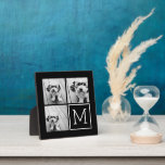 Zwart-witteinkfotocollage met monogram fotoplaat<br><div class="desc">Gebruik 3 vierkante foto's om een uniek en persoonlijk cadeau te creëer. Of je kunt de hipster puppy houden en een trendy keepslag maken. Als u de afbeeldingen moet aanpassen,  klik op het aanpassingshulpmiddel om veranderingen aan te brengen.</div>