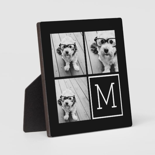 Zwart-witteinkfotocollage met monogram fotoplaat (Voorkant)