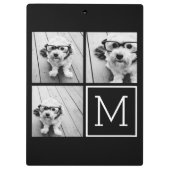 Zwart-witteinkfotocollage met monogram klembord (Achterkant)