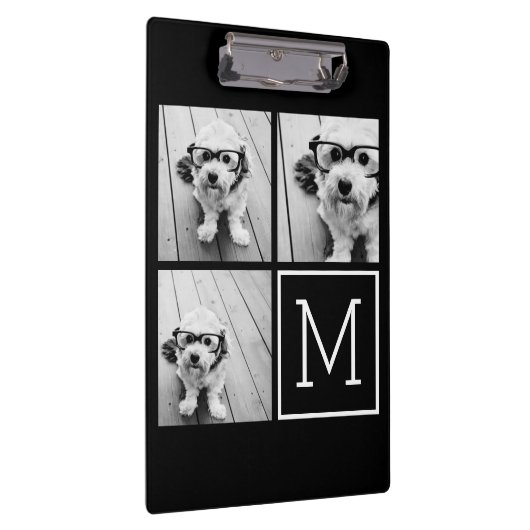 Zwart-witteinkfotocollage met monogram klembord (Rechts)
