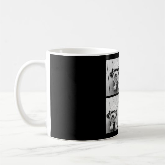 Zwart-witteinkfotocollage met monogram koffiemok (Links)