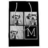 Zwart-witteinkfotocollage met monogram medium cadeauzakje (Voorkant)