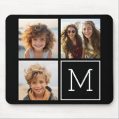 Zwart-witteinkfotocollage met monogram muismat (Voorkant)