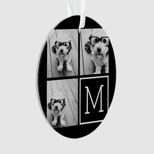 Zwart-witteinkfotocollage met monogram ornament (voorkant)