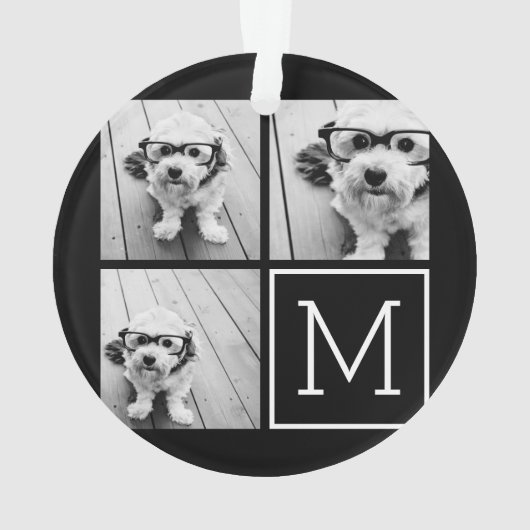 Zwart-witteinkfotocollage met monogram ornament (achterkant)