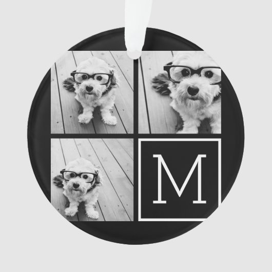 Zwart-witteinkfotocollage met monogram ornament (voorkant)