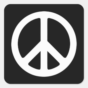 Zwart-witteken voor vrede vierkante sticker