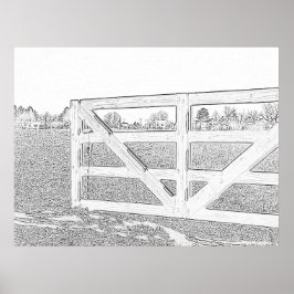 Zwart-wittekende hek poster