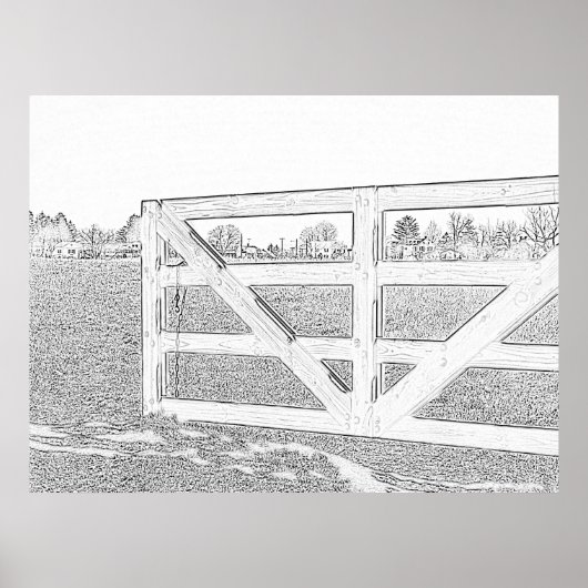 Zwart-wittekende hek poster (Voorkant)