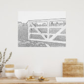 Zwart-wittekende hek poster (Keuken)