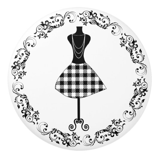 Zwart-wittekende ruimte Bodice Dress Form Cera Keramische Knop (Voorkant)