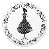 Zwart-wittekende ruimte Bodice Dress Form Cera Keramische Knop (Voorkant)