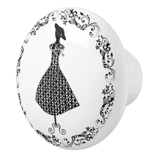 Zwart-wittekende ruimte Bodice Dress Form Cera Keramische Knop (Rechts)