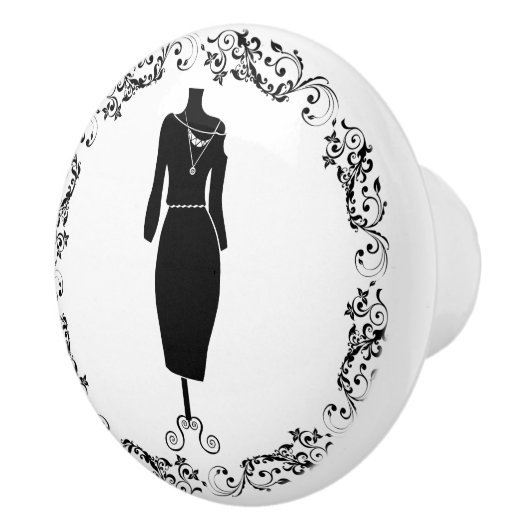 Zwart-wittekende ruimte Bodice Dress-formulier Keramische Knop (Rechts)