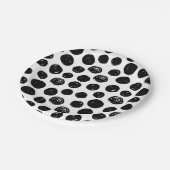 Zwart-wittekende waterverf poka-punten papieren bordje (Gekanteld)
