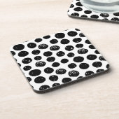 Zwart-wittekende waterverf poka-punts onderzetter (Linkerzijde)