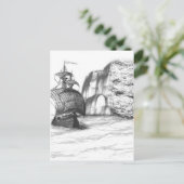 Zwart-wittekening van een zeilschip briefkaart (Staand voorkant)