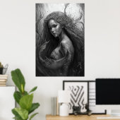 Zwart-wittekening - Zeemeerkunst Poster (Thuiskantoor)