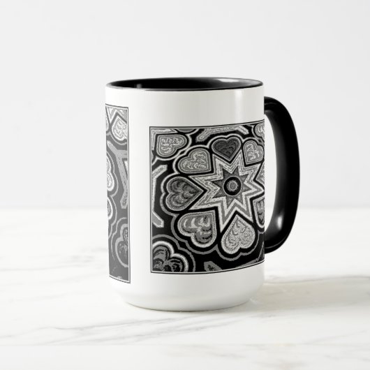 Zwart-wittekenkunst Harten Mok (Voorkant rechts)