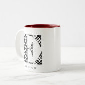 Zwart-wittekentaart E Tweekleurige Koffiemok (Voorkant links)