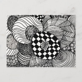 Zwart-wittekentekening Briefkaart