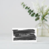 Zwart-wittekruitppenseel gebold in zwart-wit visitekaartje (Staand voorkant)