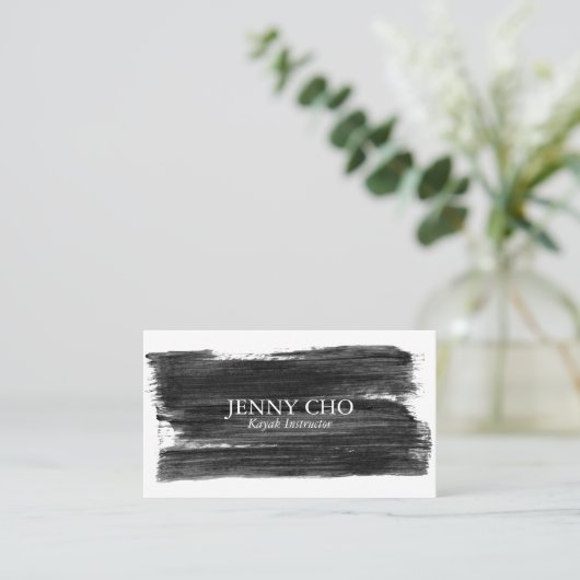 Zwart-wittekruitppenseel gebold in zwart-wit visitekaartje (Staand voorkant)