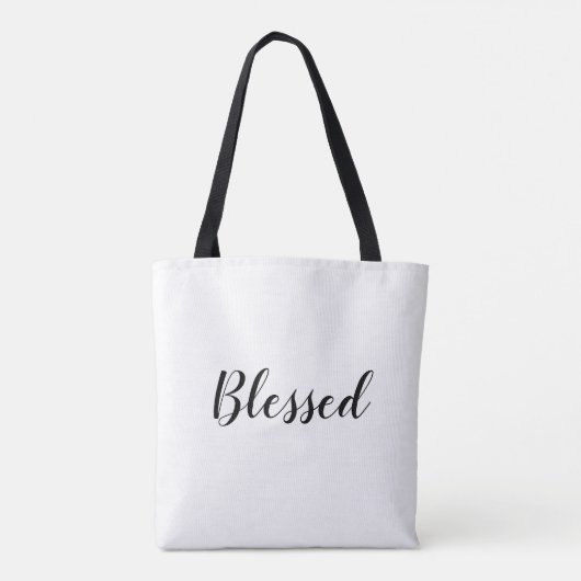 Zwart-wittekst aangepast aangepast script, schatti tote bag (Achterkant)